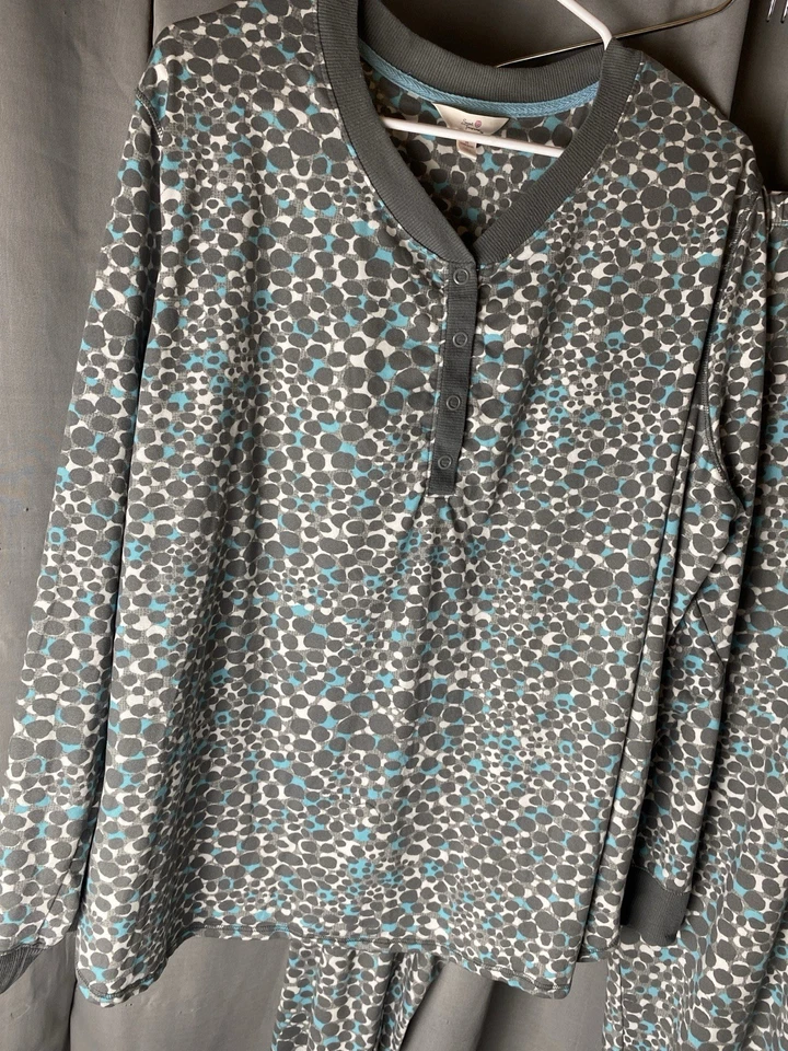 Secret Treasures Para Mujer Talla 3X Manga Larga 2 piezas Juego de PJ Gris/Verde azulado Lunares Foto 2 de 4
