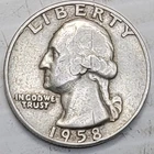 1958-D Washington Quarter - Raw - Circulated - Heavy Wear - 90%