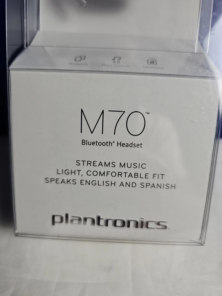 Brand New Plantronics M70 Bluetooth Headset Speaks English & Spanish Black Gray - Image 2 of 4