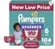 Pampers Cruisers 360 Pull-On Baby Diapers Size 6, 104 Count 0.42 per diaper