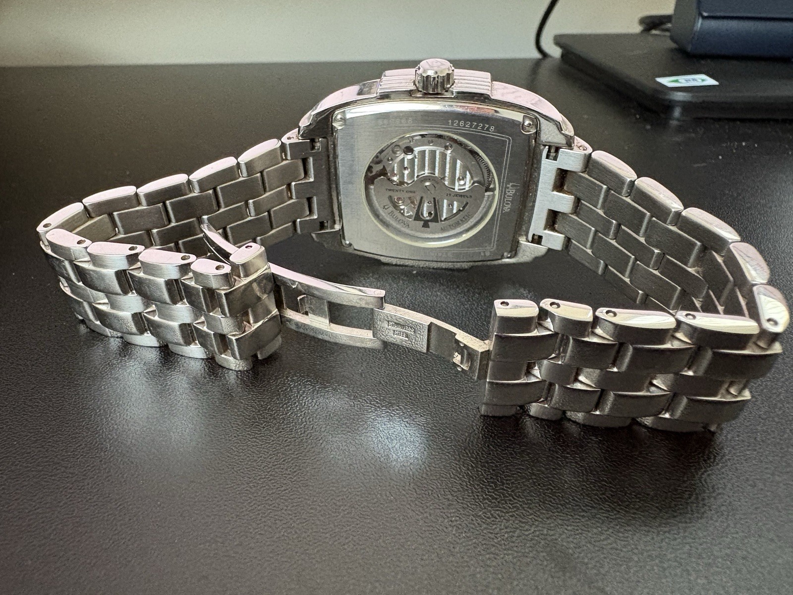 Bulova Automatic Rectangle Skeleton Dial Silver S… - image 4