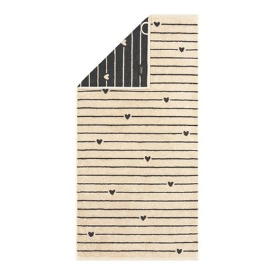 Cawö HEART BEATS Duschtuch Handtuch Baumwolle Beige Anthrazit Herzen 50 x 100 cm
