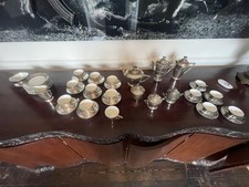 Art Deco Sterling Silver on Porcelain Tea & Coffee Service c.1925–1935 Large Set