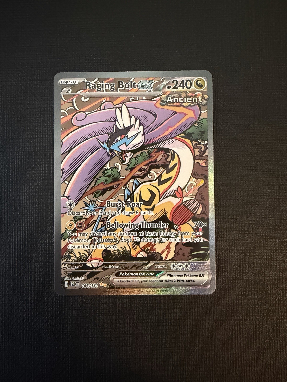 Pokémon TCG Raging Bolt EX Prismatic Evolutions Holo Card 166/131