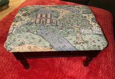 Vintage Powell Tapestry Storage Foot Stool / Sewing Storage