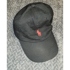 Polo Ralph Lauren Mens Black Red Pony Logo Adjustable Cotton Baseball Dad Hat OS