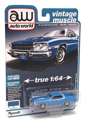 Auto World Vintage Muscle Maßstab 1:64 AW64352 - 1973 Plymouth Road Runner blau