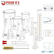 14Pcs/11Pcs Measuring Beaker Glass Lab Flask 50/100/250ml Graduated Cylinder US