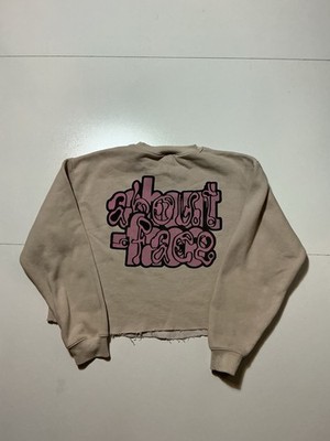 About Face Makeup Multi Dimensional Cropped Fleece Graphic Pullover Sweatshirt L