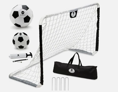 Morvat Black & White Soccer Goal Net Set for Kids, Indoors & Outdoors
