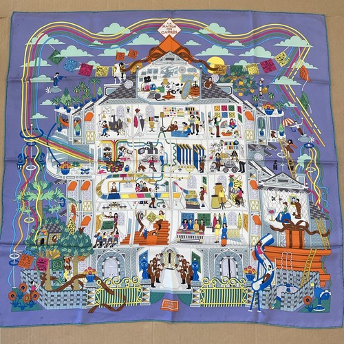 Hermes scarf silk Carre 90cm La Maison des Carres Blue