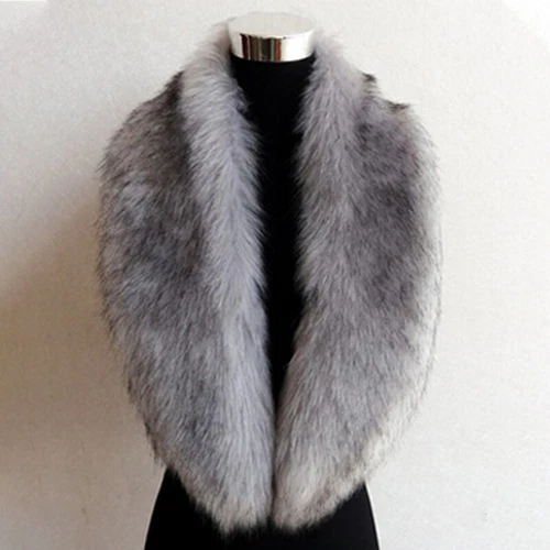 Luxury Fluffy Faux Fox Fur Fur Collar Women Thick Warm Furry Scarf - Bild 13 von 27