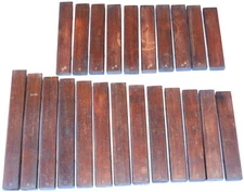 23  loose Deagan #352 rosewood bars. $25 a piece. Very fine cond.