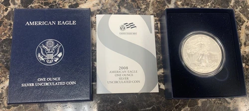 2008 W Burnished American Eagle 1oz Silver Coin ~ OGP & COA