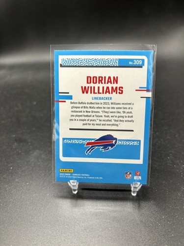 Dorian Williams 2023 Donruss #309 RC Buffalo Bills Rated Rookie - Picture 2 of 2