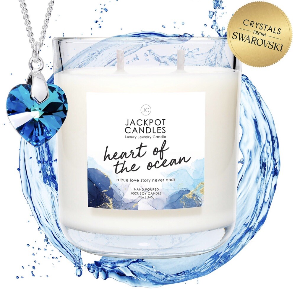 Jackpot Candles 15oz Heart of the Ocean Candle w/Swarovski