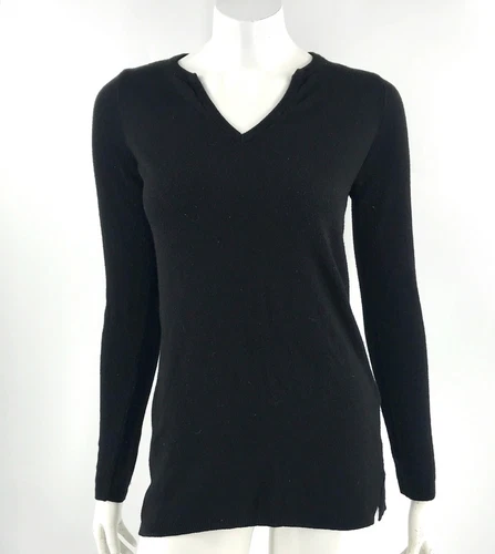 asos Womens Tunic Sweater Size 4 Black Split Neck Solid Long Sleeve Pullover