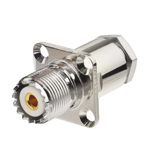 2-Pack UHF SO-239 Female 4 Hole Flange Mount Clamp Connector for LMR-400 Cable - Picture 2 of 5