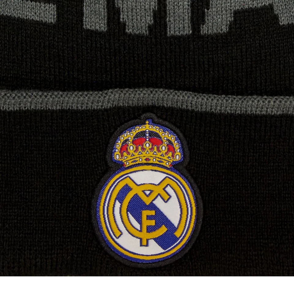 2024 Real Madrid C.F. Official Licensed Soccer Beanie - Black with Grey Print - Image 3 of 4