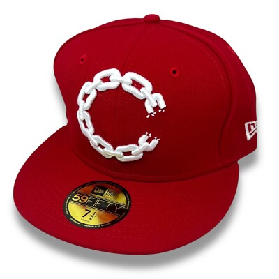 Crooks & Castles New Era 59FIFTY Chain C Dots Fitted Cap Size 7 1/2 (Red) NWT