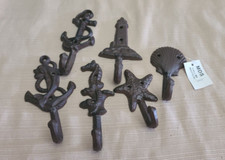 "Call Me Nautical" set of 6 ocean themed cast iron wall hooks