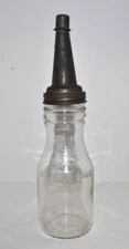 Vintage The Master Mfg Co Motor Oil Metal Spout w/ Cap & One Liquid Quart Bottle