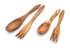2er Set Salatbesteck Mailand L&auml;nge w&auml;hlbar Salatl&ouml;ffel aus Olivenholz Handarbeit