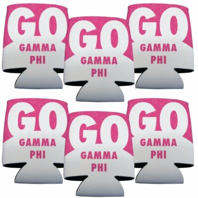 Gamma Phi Beta Can Cooler Set of 6 - Go Gamma Phi Circles FREE SHIPPING
