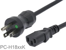 Hospital Grade Green Dot 5-15P to C13 SJT 18/3 AWG Black Color Power Cord