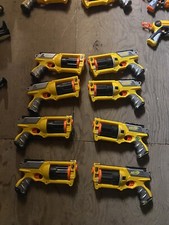 Nerf Maverick Rev-6 N-Strike Yellow lot of 8 Revolver Dart Gun 2004 Hasbro
