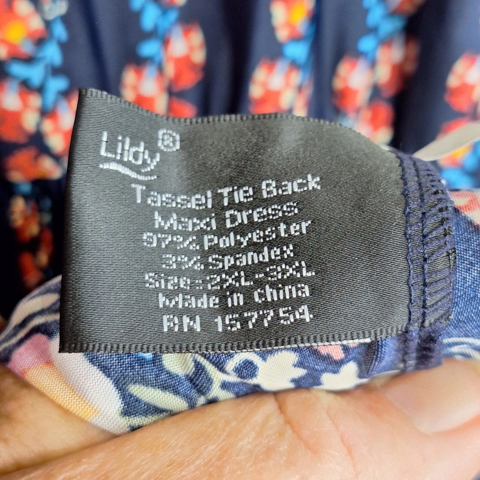 VETEMENTS Abito midi donna Lildy doppio V nappa cravatta scollo taglia 2XL 3XL blu maglia floreale