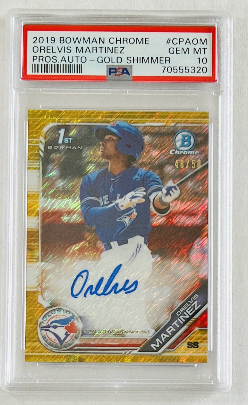 2019 Bowman Chrome ORELVIS MARTINEZ #47/50 PSA 10 GEM MINT GOLD SHIMMER 1st AUTO