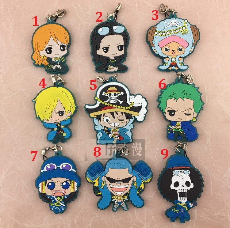 Japan Anime ONE PIECE Luffy Zoro Law Keychain Rubber Strap Charm
