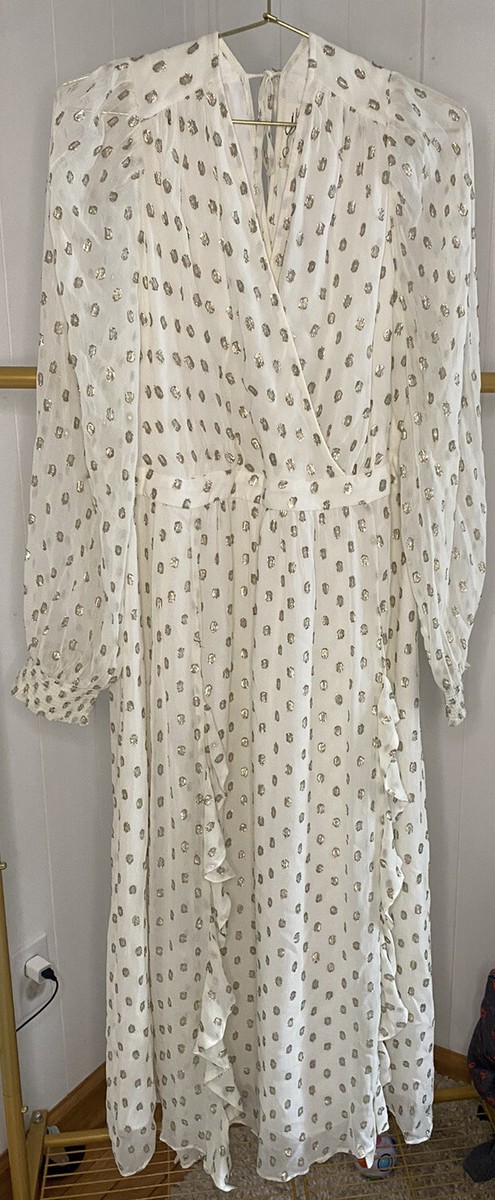 white and gold maternity dress Isabella Maternity Gown