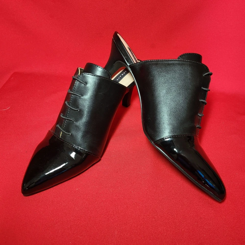 Mules de cuero sintético Oxford Array Jessie para mujer 8,5 W negro sintético Foto 3 de 4