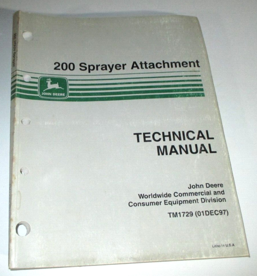John Deere 200 Accesorio Pulverizador Servicio Técnico Taller Manual de Reparación ¡ORIGINAL!