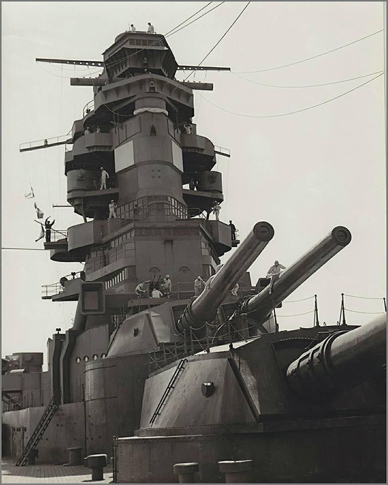 WW2 WWII Photo IJN Nagato Main Guns Japanese Navy World War
