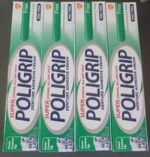 Super POLIGRIP Denture Cream Zinc / Flavor / Color FREE 2.4oz ( 4 pack )