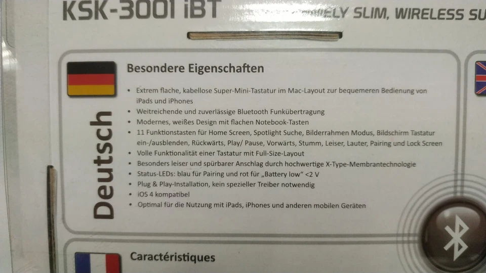 KeySonic Wireless Mini Keyboard KSK-3001 iBT Tastatur für iPad Iphone Bluetooth - Bild 3 von 3