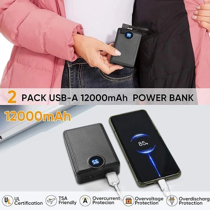 Abrigo chaqueta larga térmica OAOA innovation para mujer con 2 bancos de energía rosa - grande Foto 2 de 3