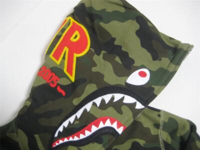 トップス BAPE WOODLAND CAMO SHARK FULL ZIP HOODIE A BATHING APE WOODLAND CAMO SHARK FULL ZIP HOODIE green 18ss bape