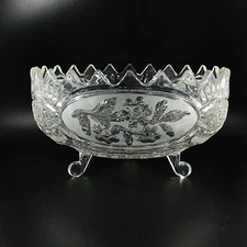 Crystal Clear Industries Footed Bowl Flora Collection Frosted Clear Yugoslavia