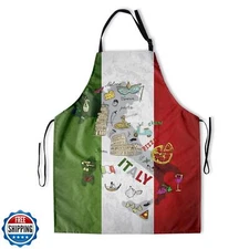Giwawa Italian Aprons for Men Women Italian Flag Patriotic Bib Aprons with 2 