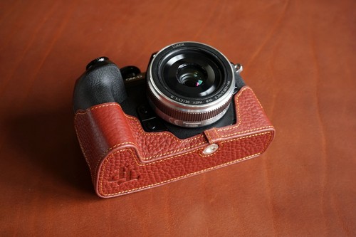 Real Leather Half Camera Case Bag Cover for Olympus OM-D E-M1 Mark II III - Picture 2 of 45