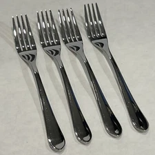 Mikasa Salad Forks 18/10 Stainless Steel Flatware “Emile” Set Of Four 7” Glossy