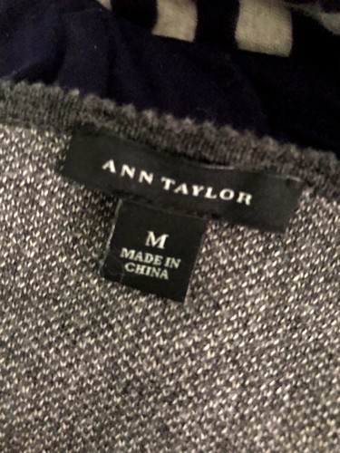 Suéter gris manga larga Ann Taylor mezcla de algodón para mujer talla mediana - Imagen 6 de 7