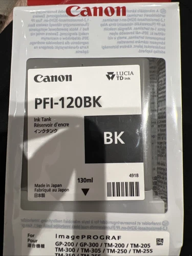 Genuine Canon PFI-120BK 130ml Black Ink TM200 TM205 TM300 TM305 GP200 300