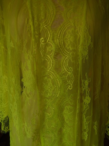 AVID LOVE Women’s NEON YELLOW Floral Lace Robe Cover Up XXXL Frayed Trim NICE! - Picture 3 of 24