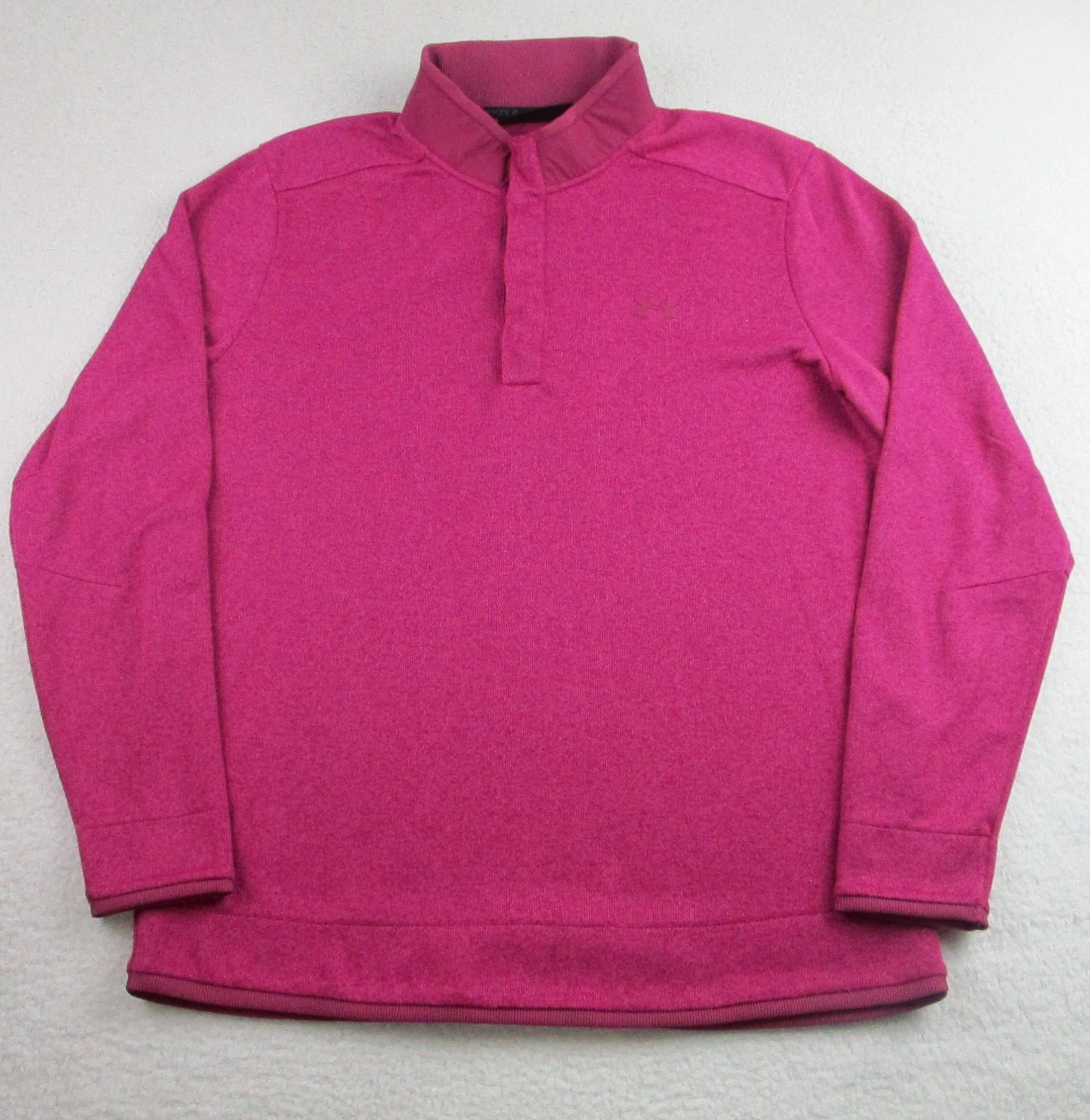 Under Armour Pullover Mens XL Pink Loose Fit Golf ColdGear Snap Mock Neck Top