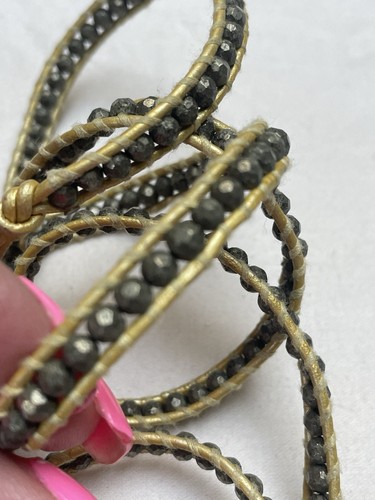 Chan Luu Hematite Beaded Wrap Fashion Bracelet Leather